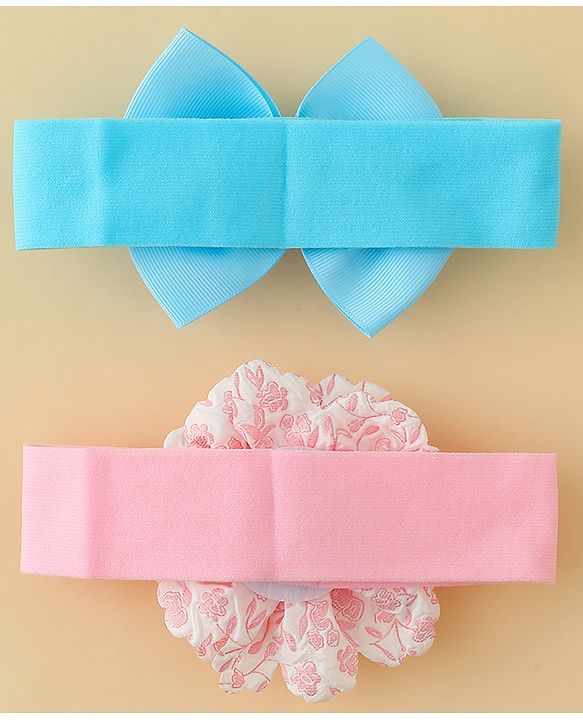Babyhug Headbands With Floral & Bow Applique Pack of 2 - Pink & Yellow