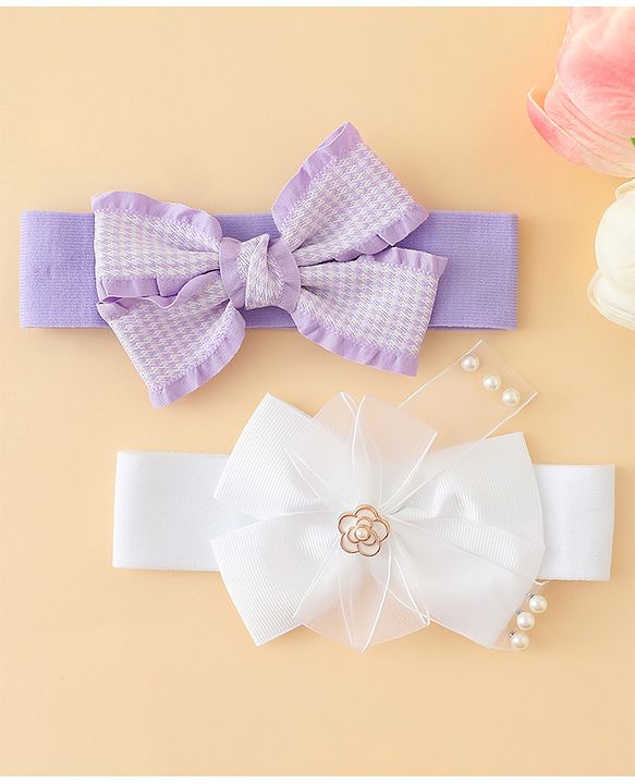 Babyhug Free Size Headbands With Bow Applique Pack of 2 - Multicolor