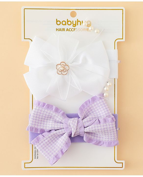 Babyhug Free Size Headbands With Bow Applique Pack of 2 - Multicolor