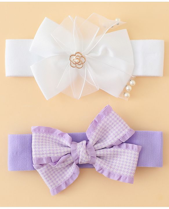 Babyhug Free Size Headbands With Bow Applique Pack of 2 - Multicolor