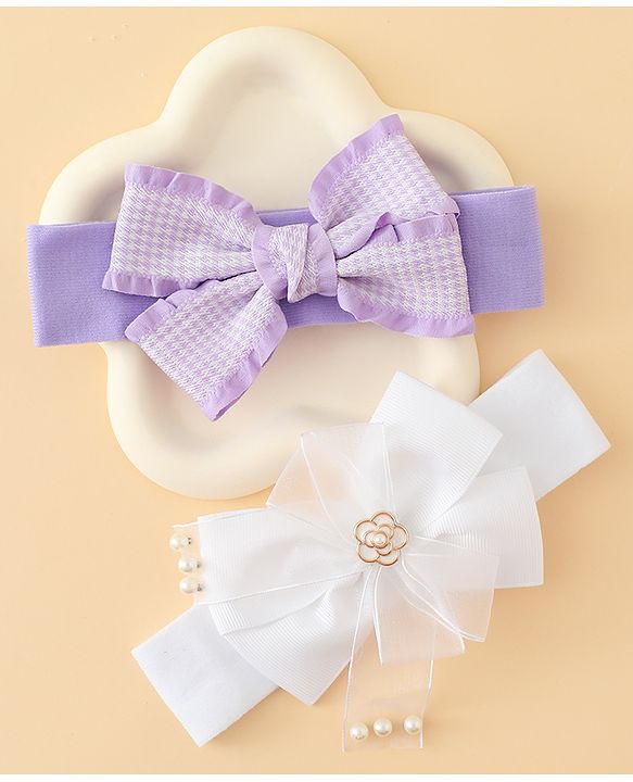 Babyhug Free Size Headbands With Bow Applique Pack of 2 - Multicolor
