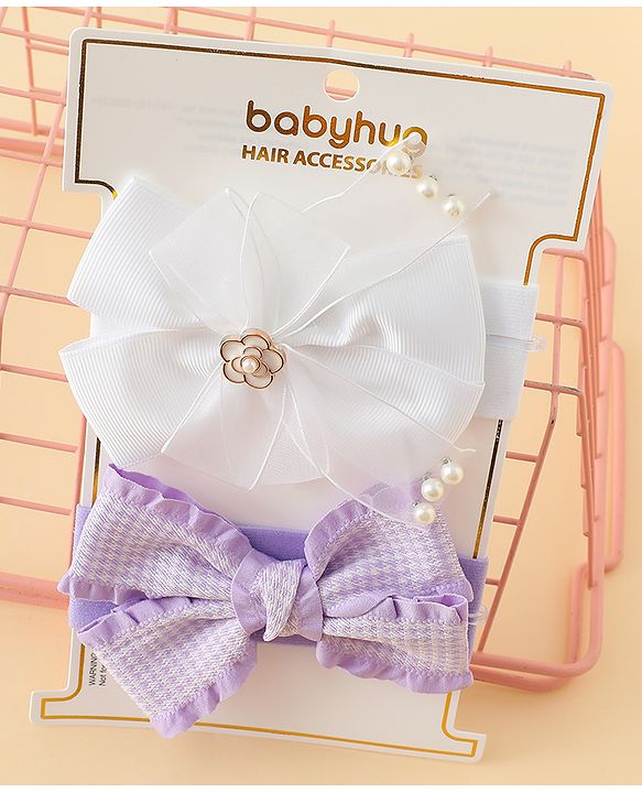 Babyhug Free Size Headbands With Bow Applique Pack of 2 - Multicolor