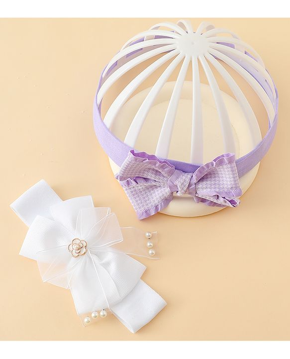 Babyhug Free Size Headbands With Bow Applique Pack of 2 - Multicolor