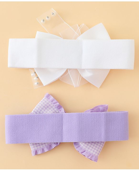 Babyhug Free Size Headbands With Bow Applique Pack of 2 - Multicolor