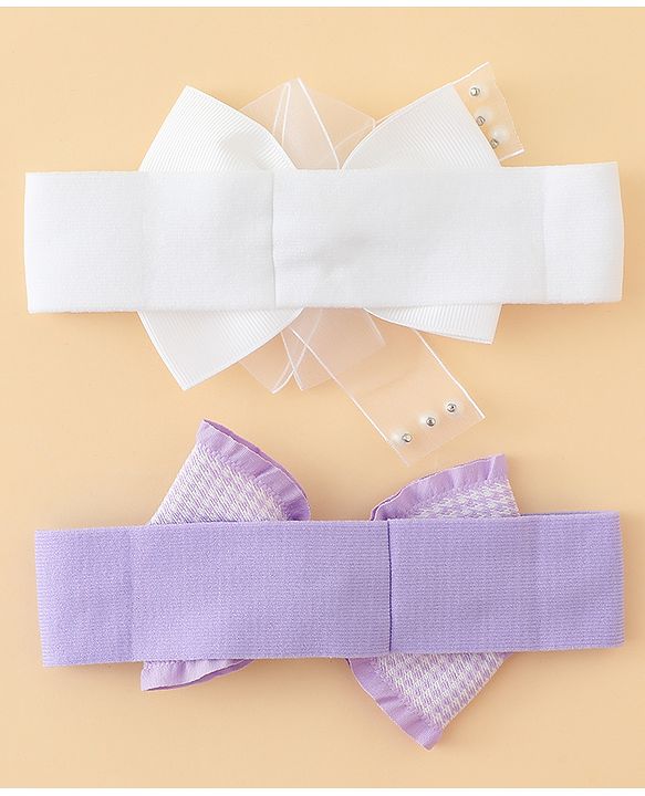 Babyhug Free Size Headbands With Bow Applique Pack of 2 - Multicolor