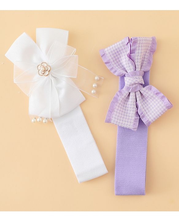 Babyhug Free Size Headbands With Bow Applique Pack of 2 - Multicolor