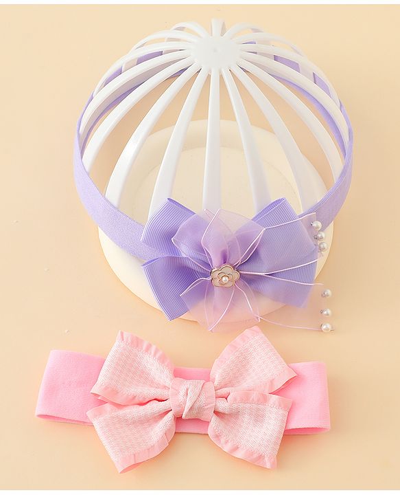 Babyhug Free Size Headbands With Bow Applique Pack of 2 - Multicolor