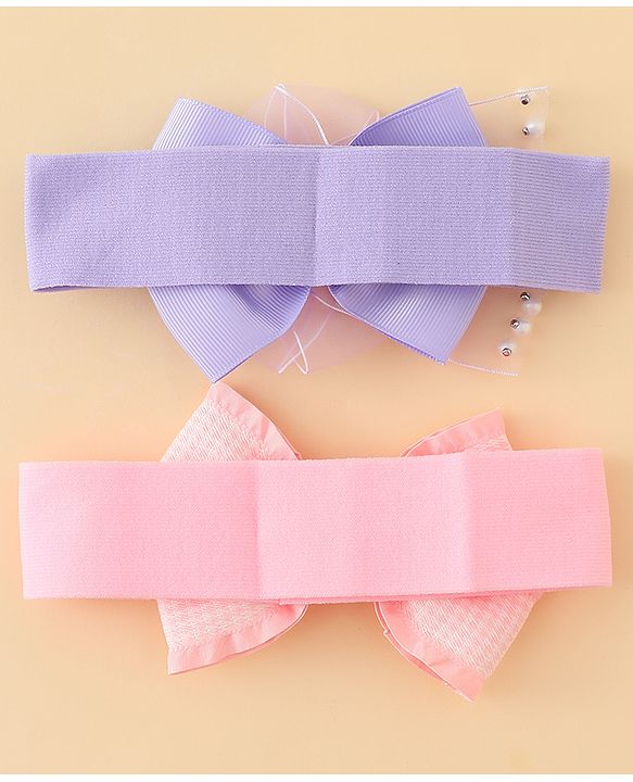 Babyhug Free Size Headbands With Bow Applique Pack of 2 - Multicolor