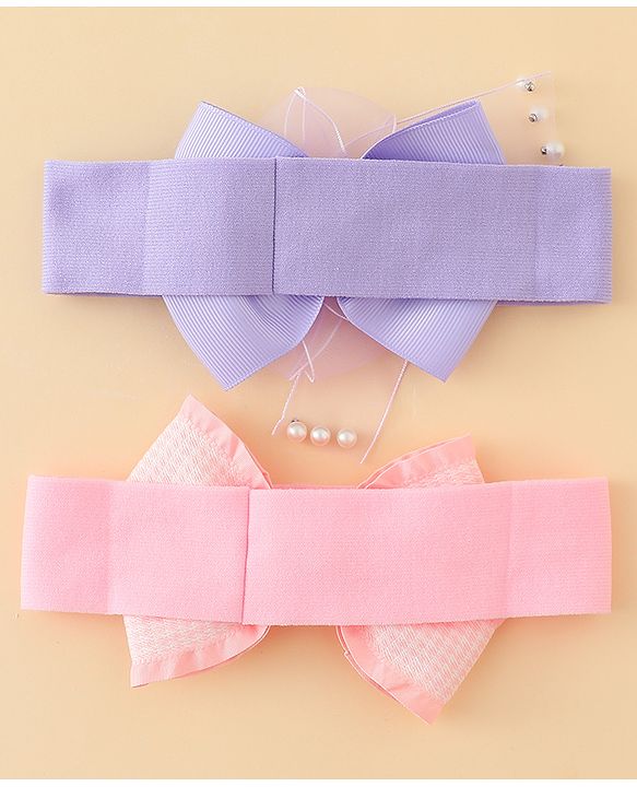 Babyhug Free Size Headbands With Bow Applique Pack of 2 - Multicolor
