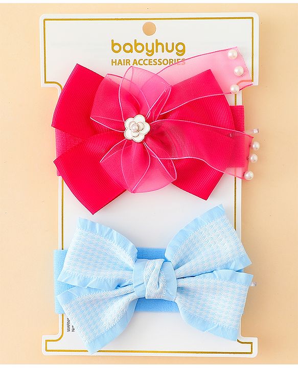 Babyhug Free Size Headbands With Bow Applique Pack of 2 - Multicolor