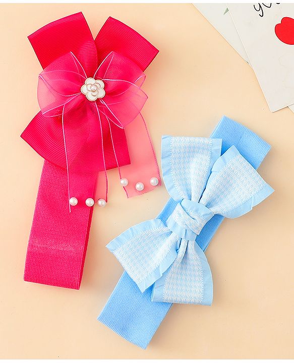 Babyhug Free Size Headbands With Bow Applique Pack of 2 - Multicolor