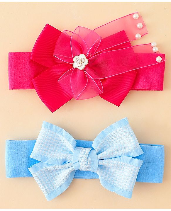 Babyhug Free Size Headbands With Bow Applique Pack of 2 - Multicolor