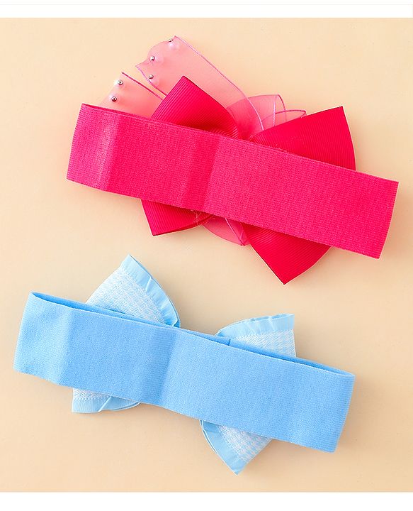 Babyhug Free Size Headbands With Bow Applique Pack of 2 - Multicolor