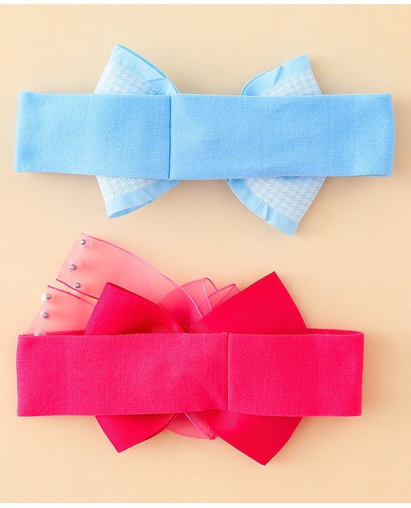 Babyhug Free Size Headbands With Bow Applique Pack of 2 - Multicolor