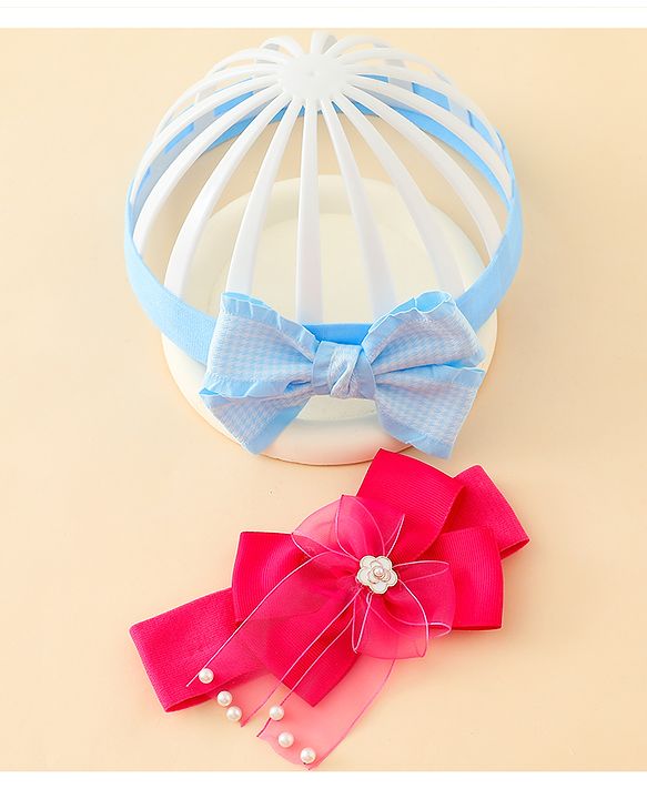 Babyhug Free Size Headbands With Bow Applique Pack of 2 - Multicolor