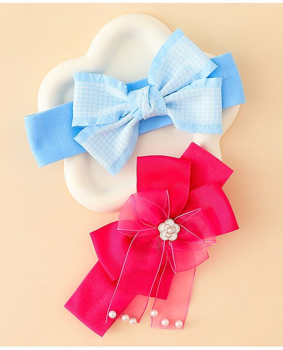 Babyhug Free Size Headbands With Bow Applique Pack of 2 - Multicolor