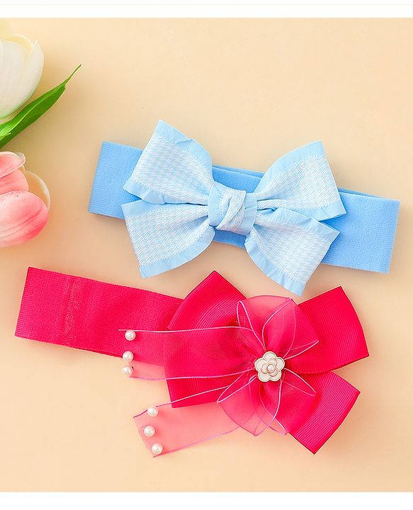 Babyhug Free Size Headbands With Bow Applique Pack of 2 - Multicolor