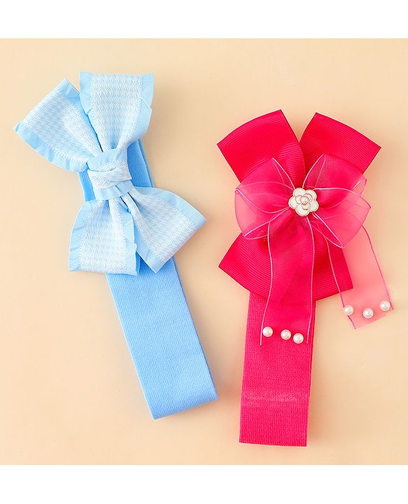 Babyhug Free Size Headbands With Bow Applique Pack of 2 - Multicolor