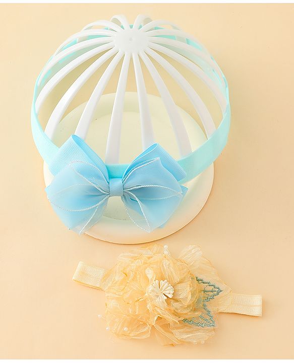Babyhug Headbands With Bow & Floral Applique Pack of 2 - Cream & Pink