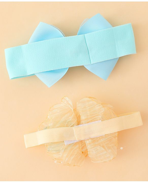 Babyhug Headbands With Bow & Floral Applique Pack of 2 - Cream & Pink