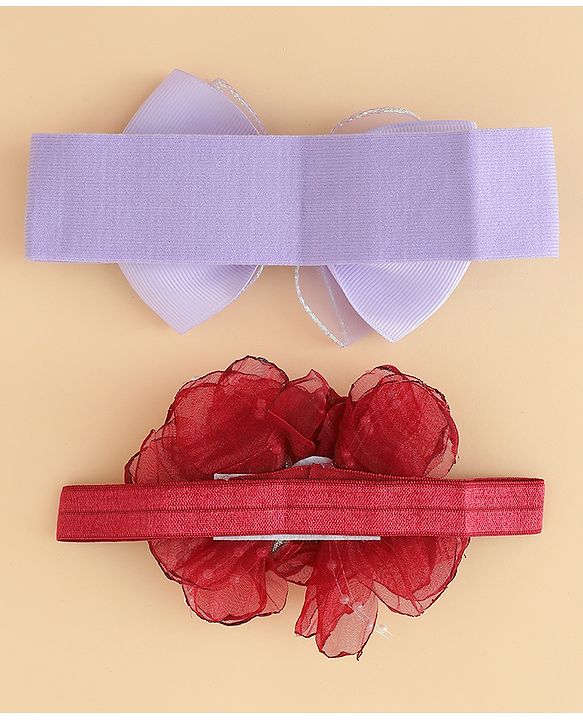 Babyhug Headbands With Bow & Floral Applique Pack of 2 - Cream & Pink
