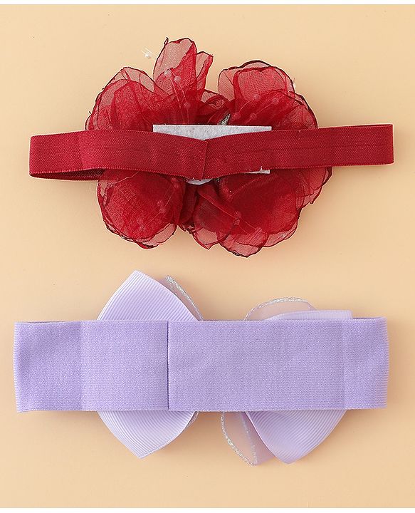 Babyhug Headbands With Bow & Floral Applique Pack of 2 - Cream & Pink