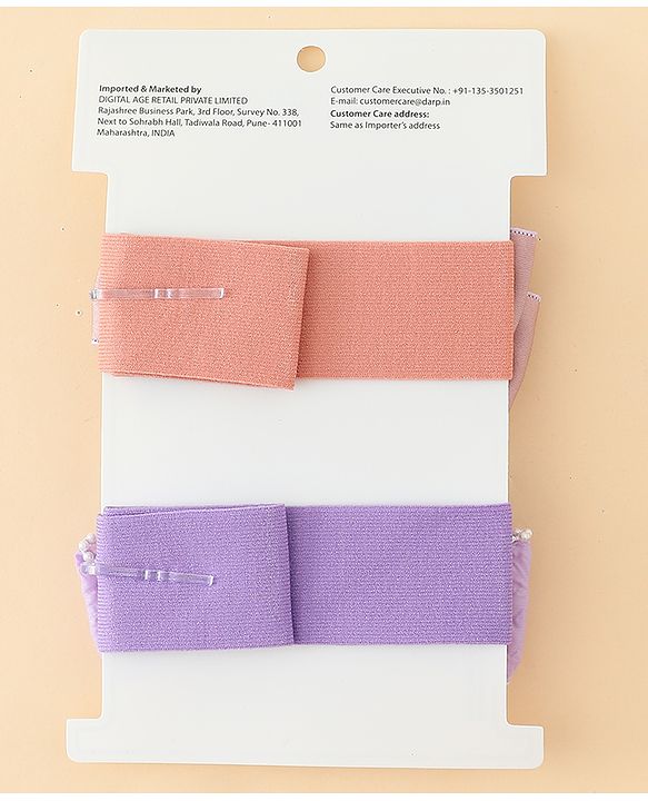 Babyhug Bow Applique Headbands Pack of 2 - Cream & Pink