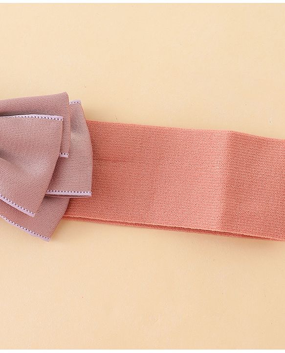 Babyhug Bow Applique Headbands Pack of 2 - Cream & Pink