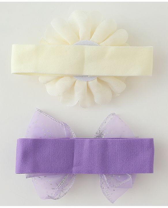 Babyhug Headbands With Floral & Bow Applique Pack of 2 - Cream & Pink