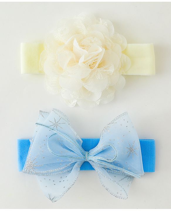 Babyhug Headbands With Floral & Bow Applique Pack of 2 - Cream & Pink