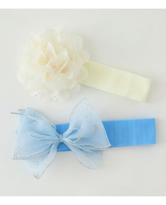Babyhug Headbands With Floral & Bow Applique Pack of 2 - Cream & Pink