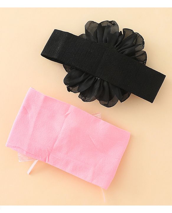 Babyhug Bow Applique Headbands Pack of 2 - Cream & Pink