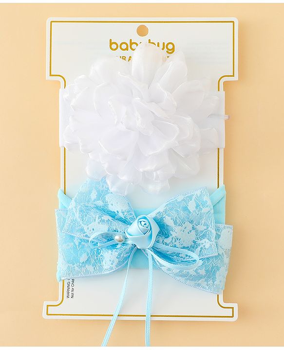 Babyhug Bow Applique Headbands Pack of 2 - Cream & Pink