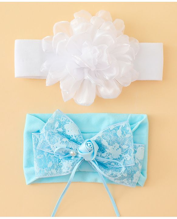 Babyhug Bow Applique Headbands Pack of 2 - Cream & Pink