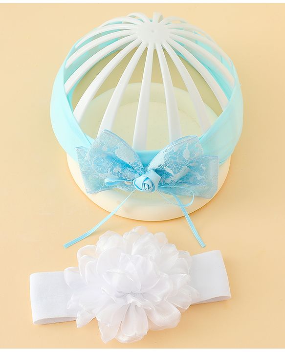 Babyhug Bow Applique Headbands Pack of 2 - Cream & Pink