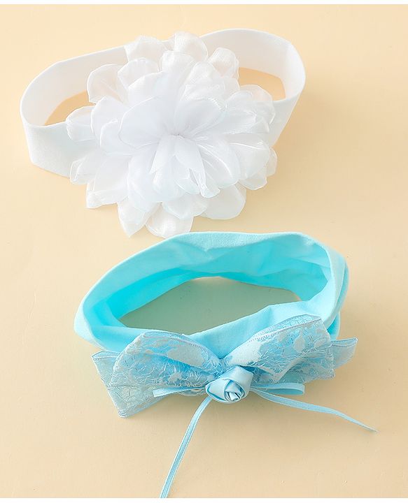 Babyhug Bow Applique Headbands Pack of 2 - Cream & Pink