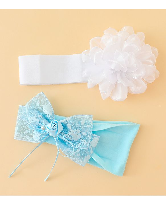 Babyhug Bow Applique Headbands Pack of 2 - Cream & Pink