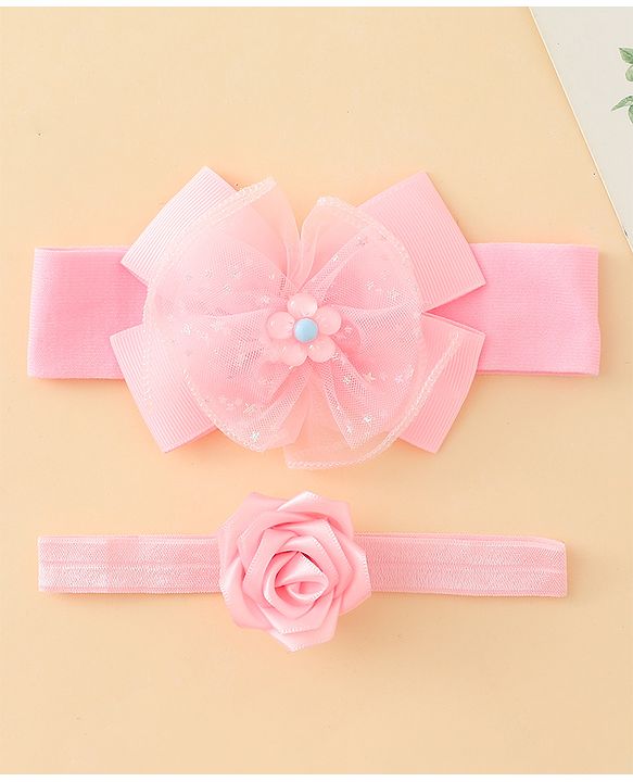 Babyhug Headbands With Floral & Bow Applique Pack of 2 - Pink