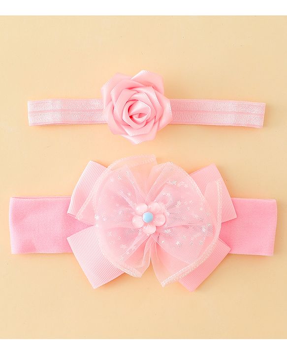 Babyhug Headbands With Floral & Bow Applique Pack of 2 - Pink