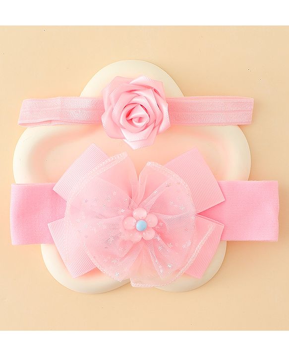 Babyhug Headbands With Floral & Bow Applique Pack of 2 - Pink