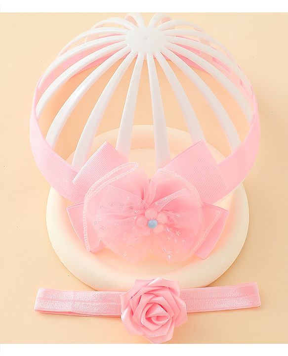 Babyhug Headbands With Floral & Bow Applique Pack of 2 - Pink