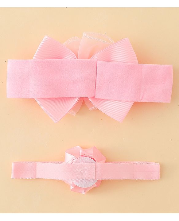 Babyhug Headbands With Floral & Bow Applique Pack of 2 - Pink