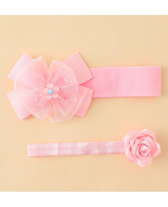 Babyhug Headbands With Floral & Bow Applique Pack of 2 - Pink