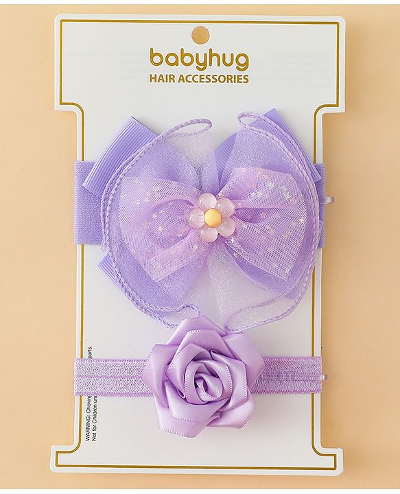 Babyhug Headbands With Floral & Bow Applique Pack of 2 - Pink