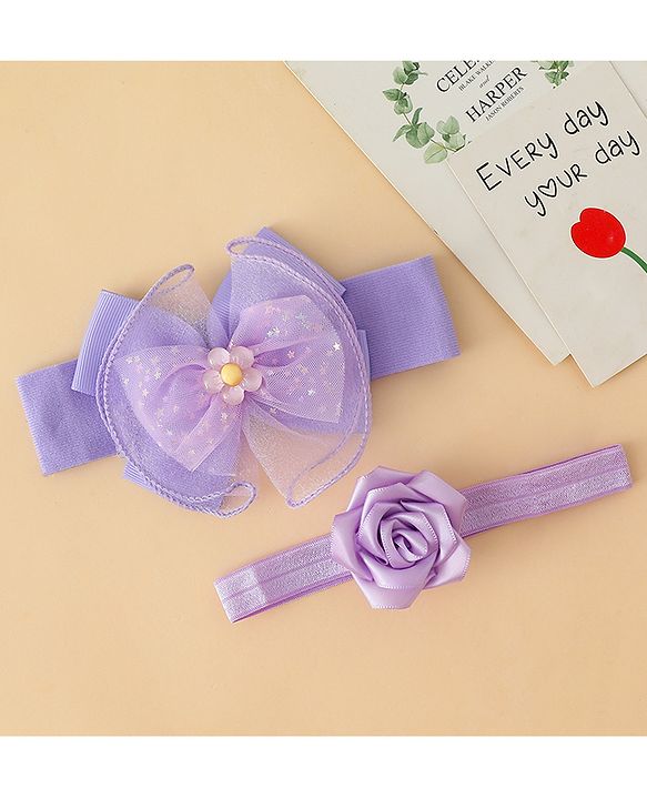 Babyhug Headbands With Floral & Bow Applique Pack of 2 - Pink
