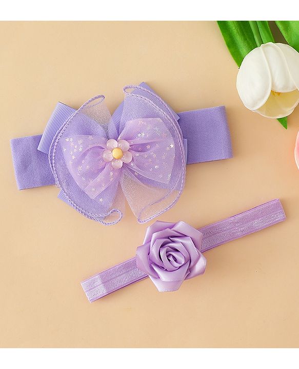 Babyhug Headbands With Floral & Bow Applique Pack of 2 - Pink