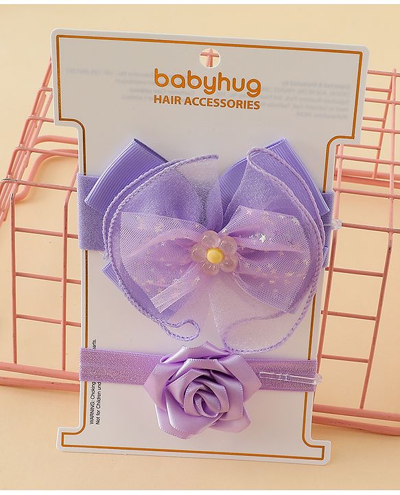 Babyhug Headbands With Floral & Bow Applique Pack of 2 - Pink