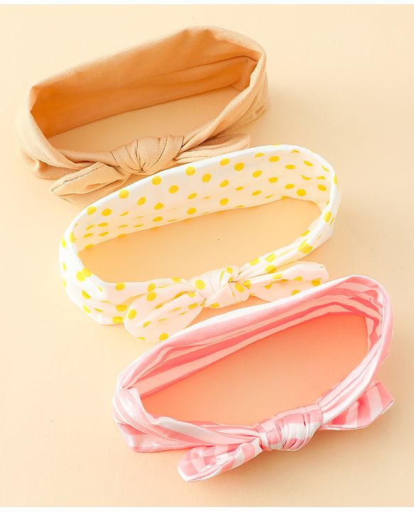 Babyhug Headbands with Stripes &  Polka Dots Print Pack of 3 -Multicolor