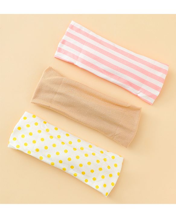 Babyhug Headbands with Stripes &  Polka Dots Print Pack of 3 -Multicolor