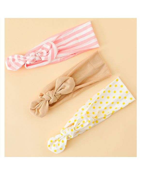 Babyhug Headbands with Stripes &  Polka Dots Print Pack of 3 -Multicolor